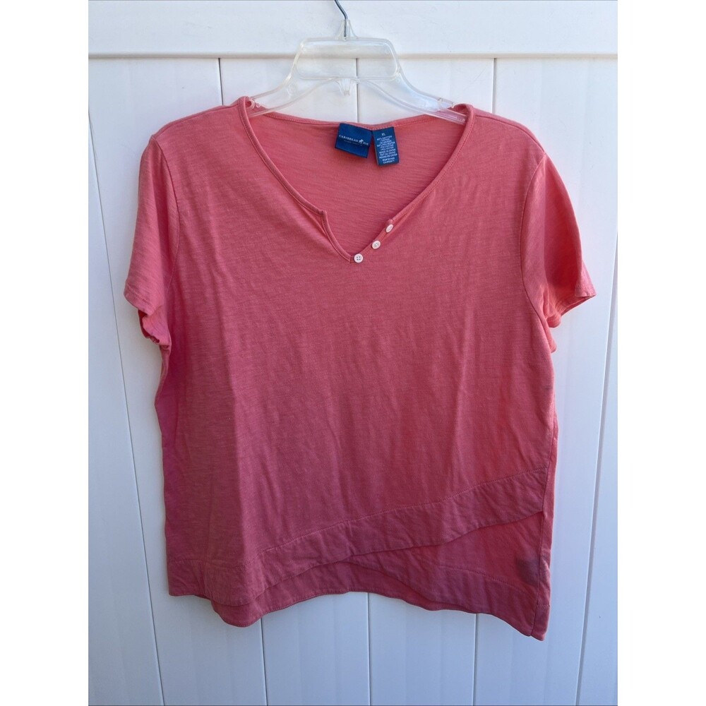 Caribbean Joe Womens Short Sleeve T-Shirt Women's XL Pink